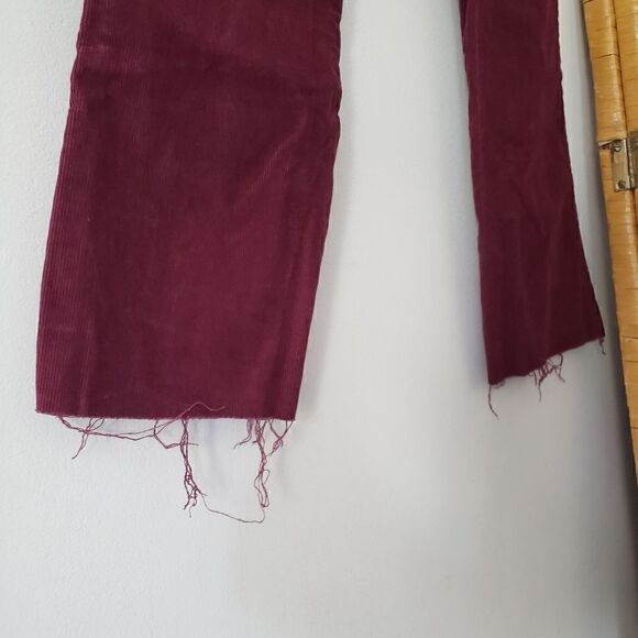 Current/Elliott Burgundy Corduroy Raw Hem Pants 28 - Picture 3 of 8